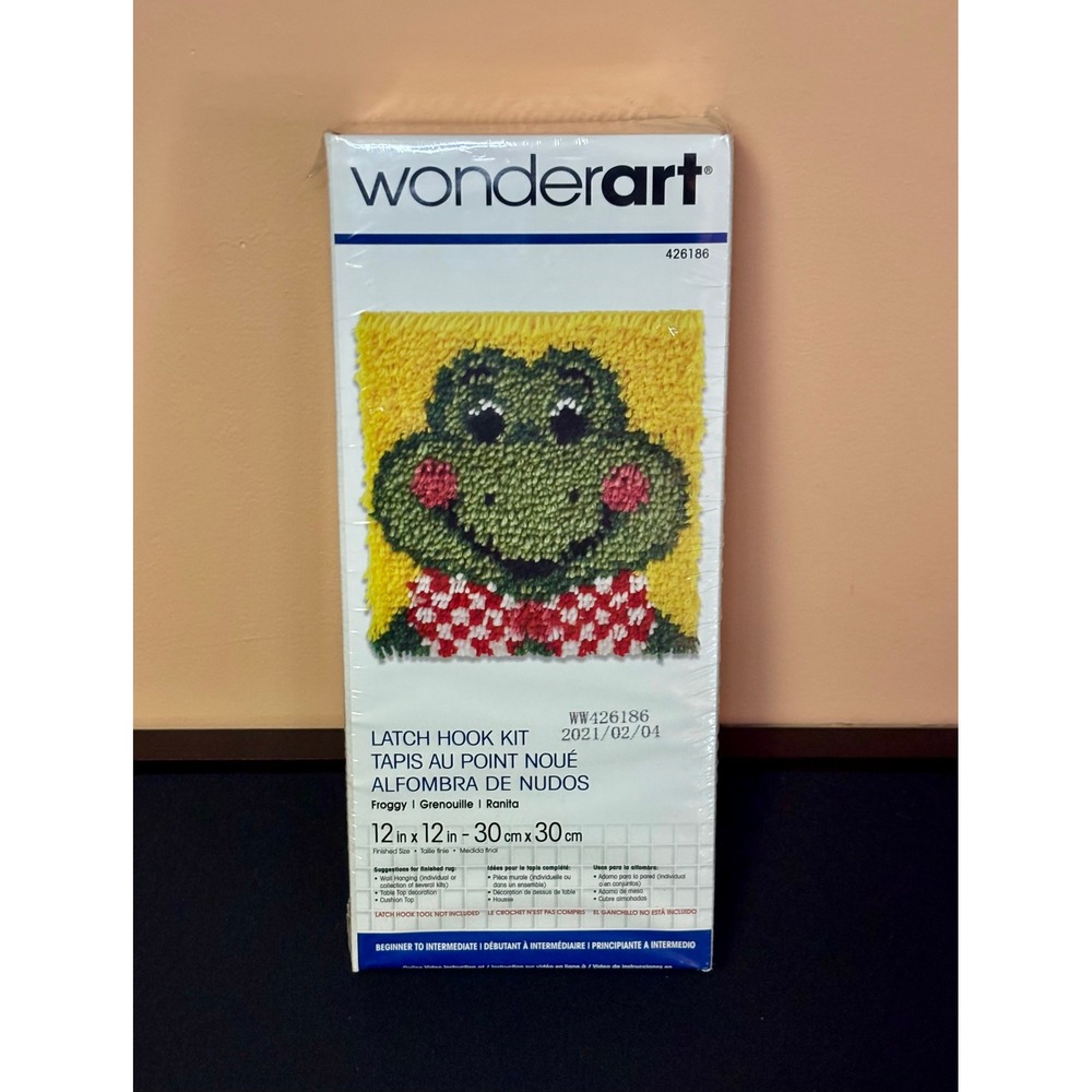 Wonderart Froggy Latch Hook Kit 12x12 Frog Rug Making Craft WW426186 New